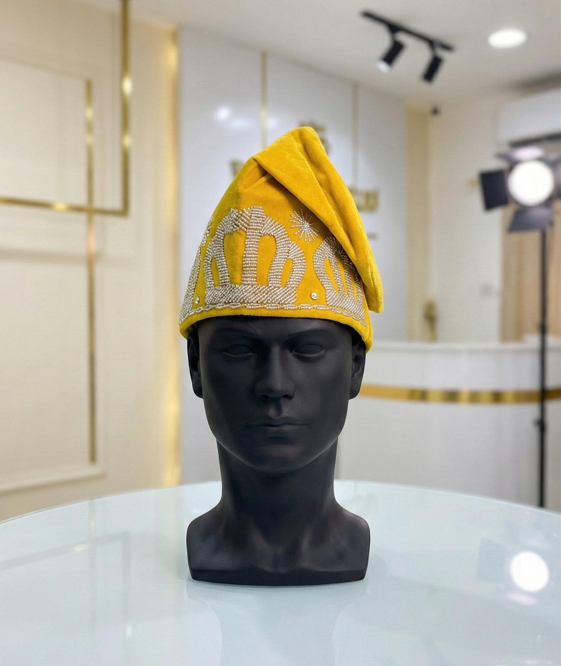 Handmade Velvet Beaded African Men's Cap | Nigerian Wedding