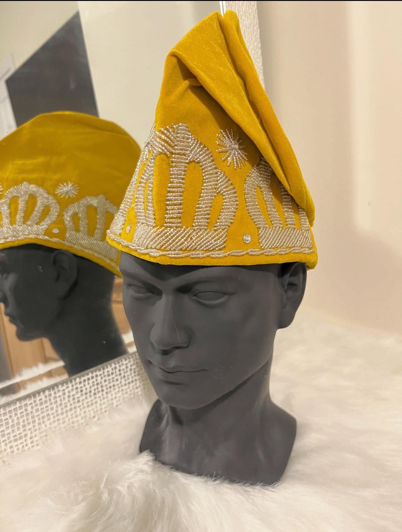 Handmade Velvet Beaded African Men's Cap | Nigerian Wedding