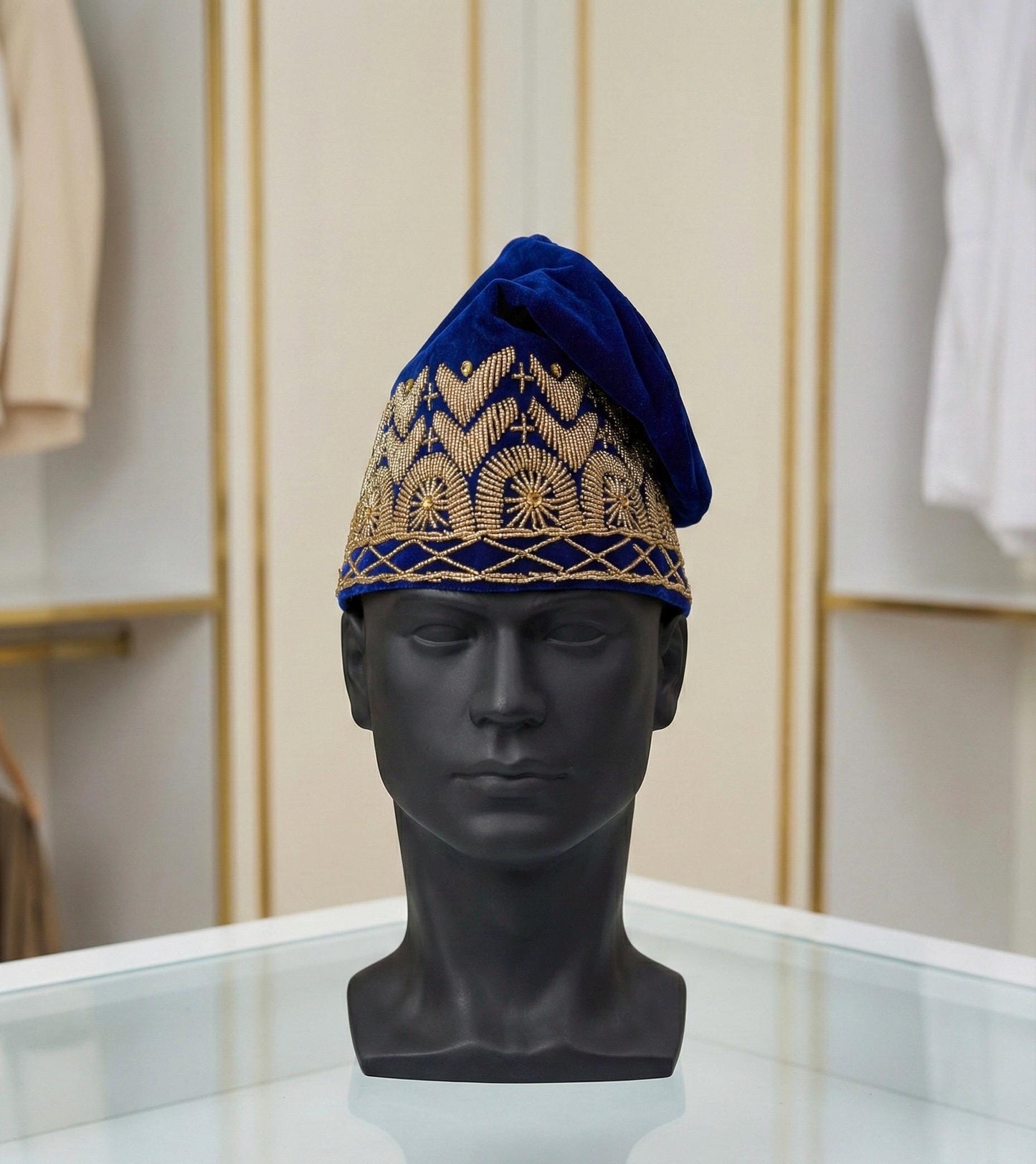 Handmade Velvet Beaded African Men's Cap | Nigerian Wedding