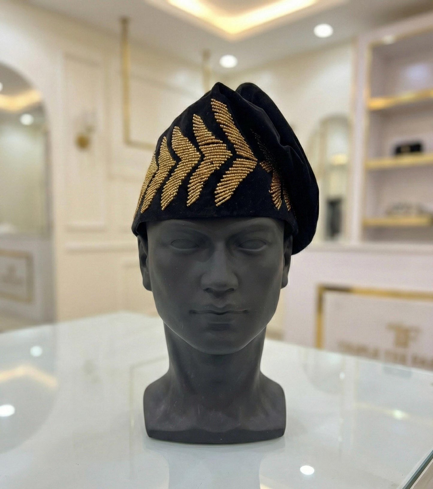 Handmade Velvet Beaded African Men's Cap | Nigerian Wedding