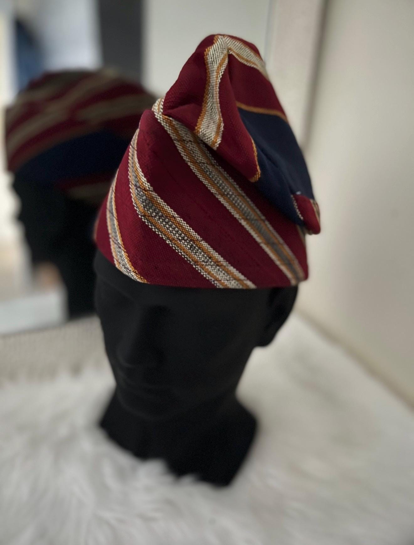 African men Aso Oke Cap | Fila Ijebu, Nigerian Men's Hat (23.5 inches)