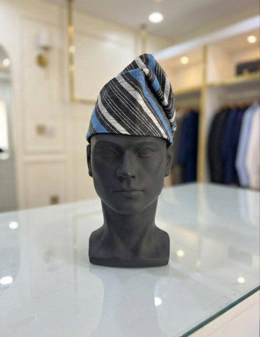 African men Aso Oke Cap | Fila Ijebu, Nigerian Men's Hat (23 inches)