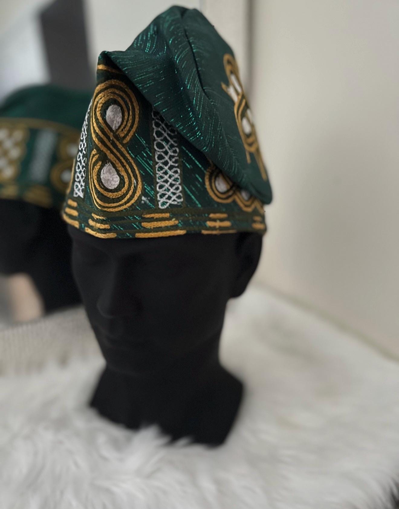 African men Aso Oke Cap | Fila Ijebu, Nigerian Men's Hat (23 inches)