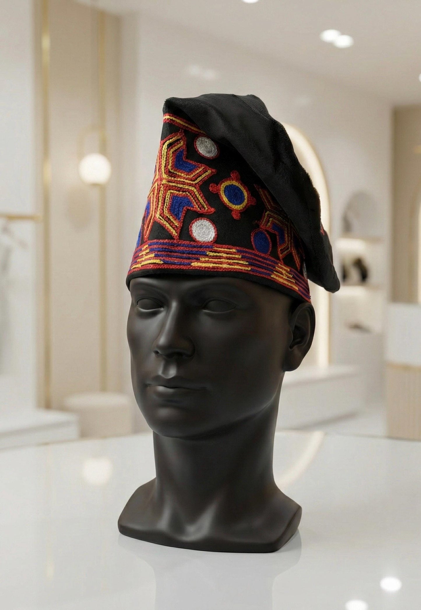 Embroidered Velvet Aso Oke Cap | Nigerian Fila Ijebu