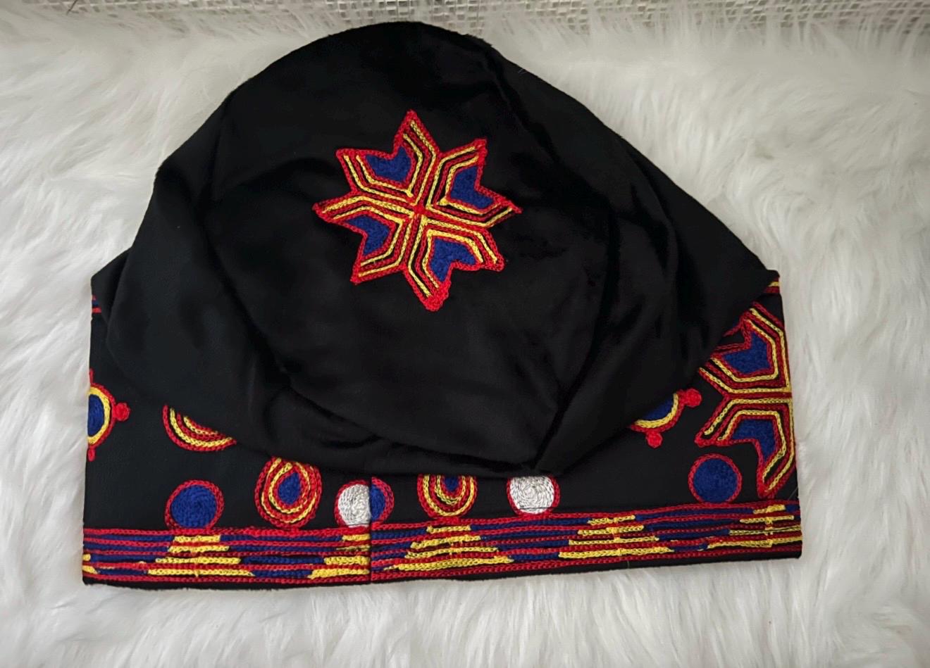 Embroidered Velvet Aso Oke Cap | Nigerian Fila Ijebu