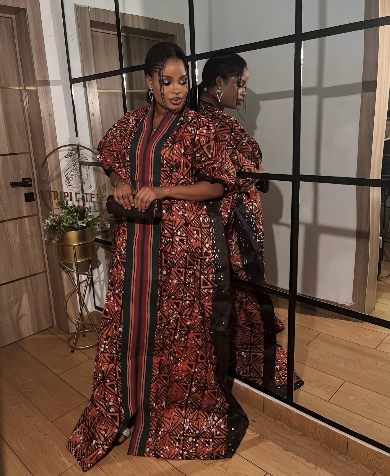 Handmade African Adire Batik Kaftan Dress | Nigerian Boubou