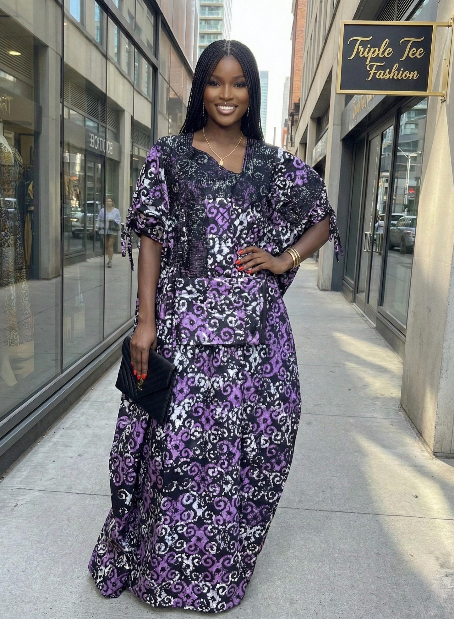Handmade African Adire Batik Boubou Dress | Tinko Embroidery