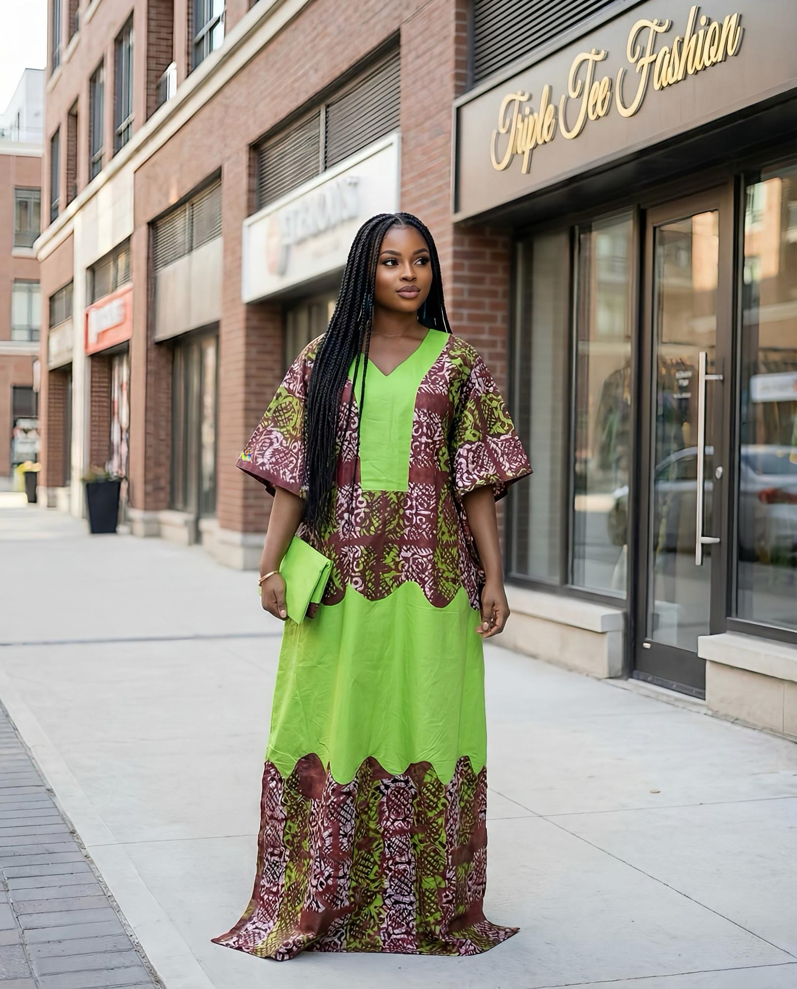 Handmade African Print Kaftan Dress | Adire Batik Boubou