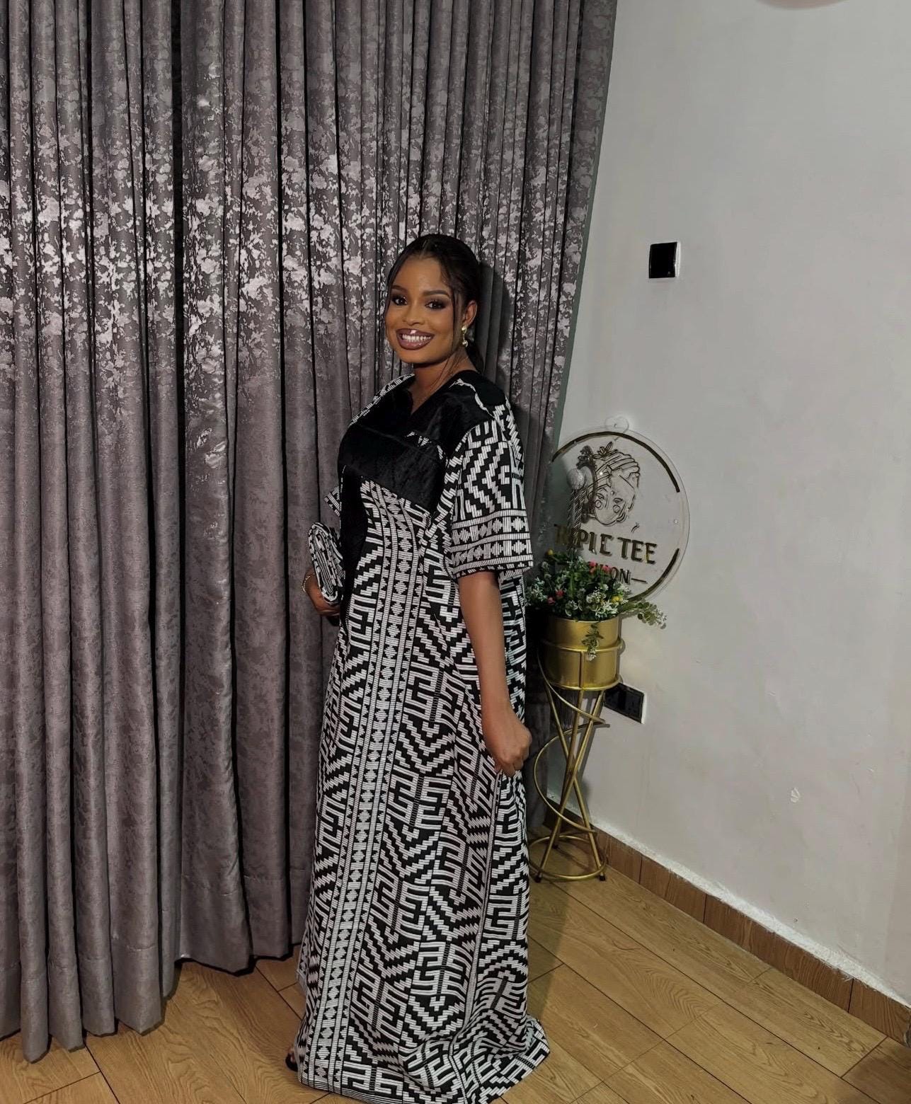 Authentic Akwete Boubou with Tinko Embroidery – One Size Fits All