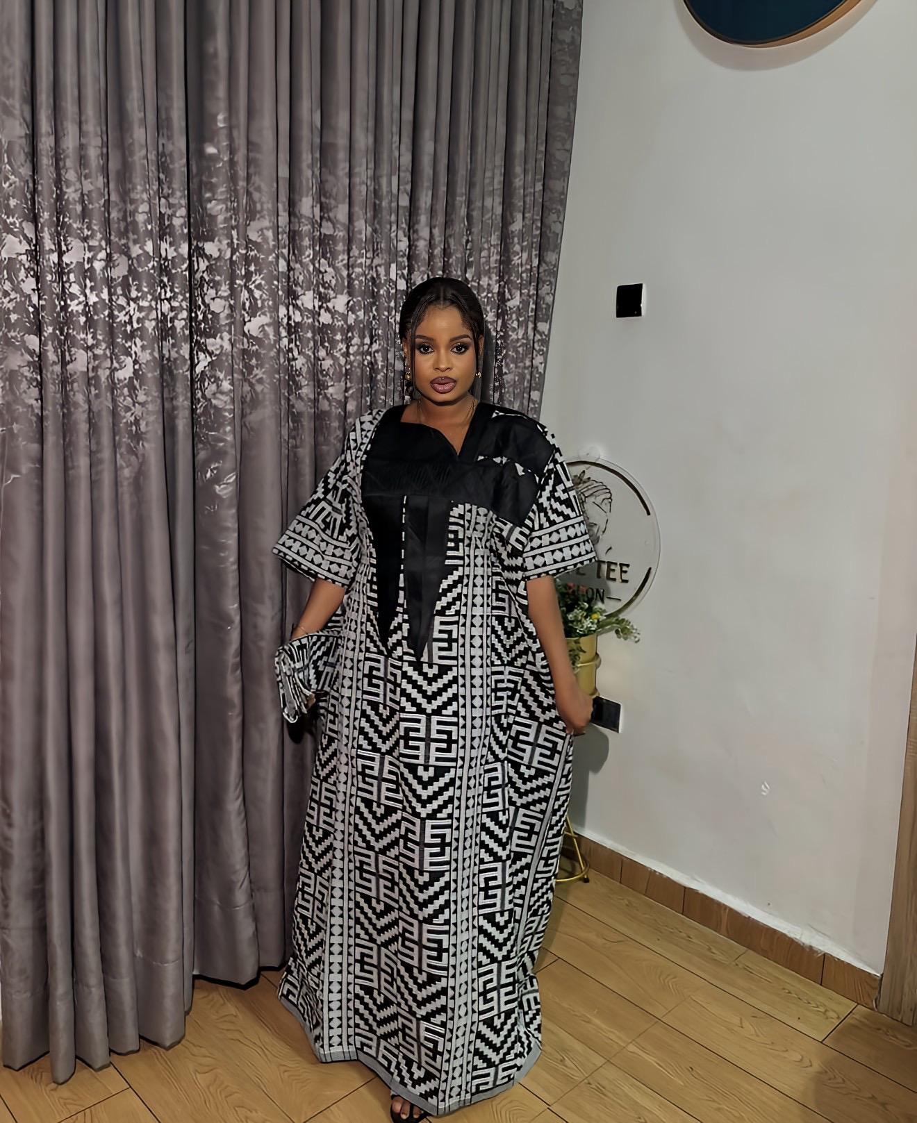 Authentic Akwete Boubou with Tinko Embroidery – One Size Fits All