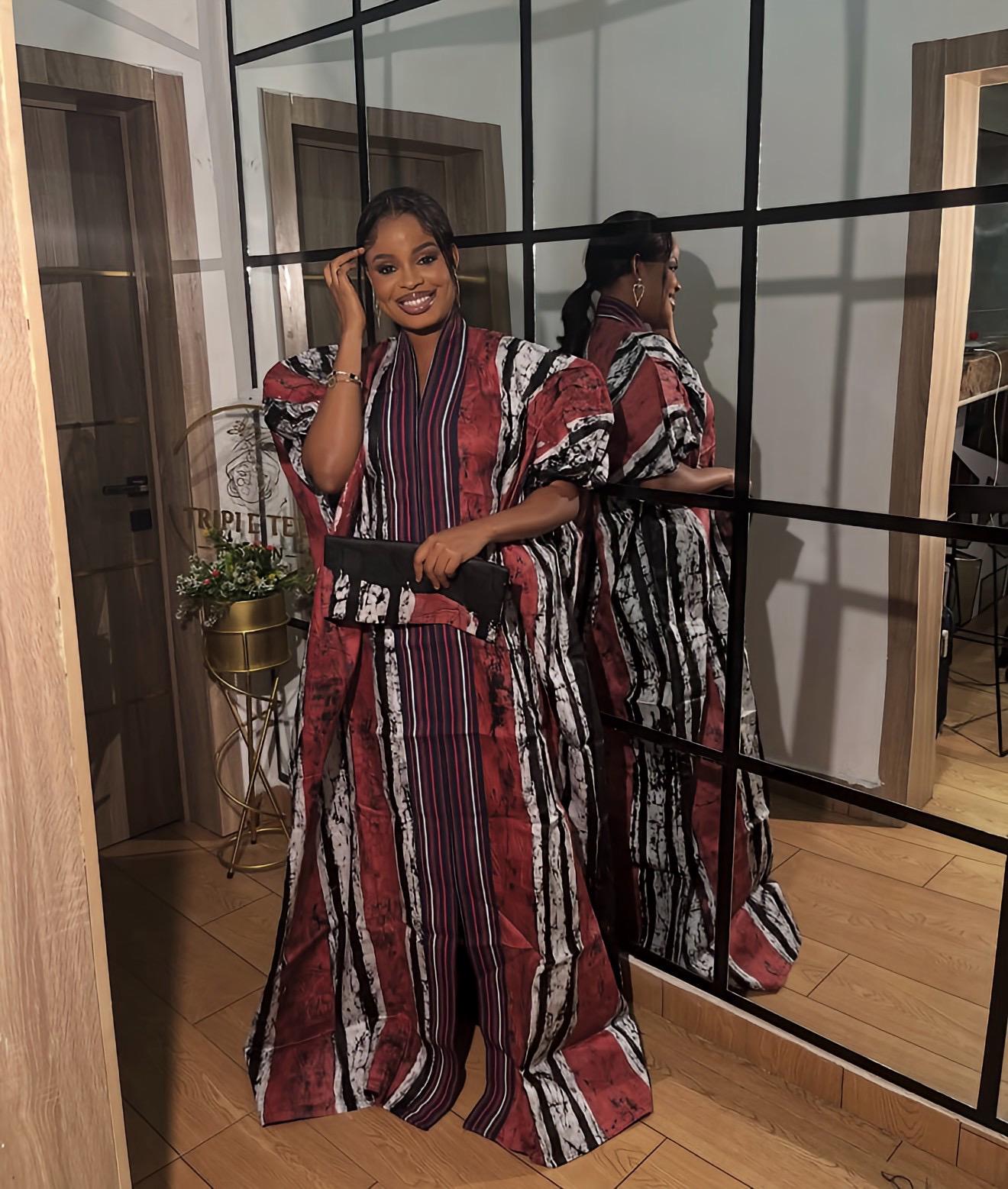 Handmade African Adire Batik Kaftan Dress | Nigerian Boubou