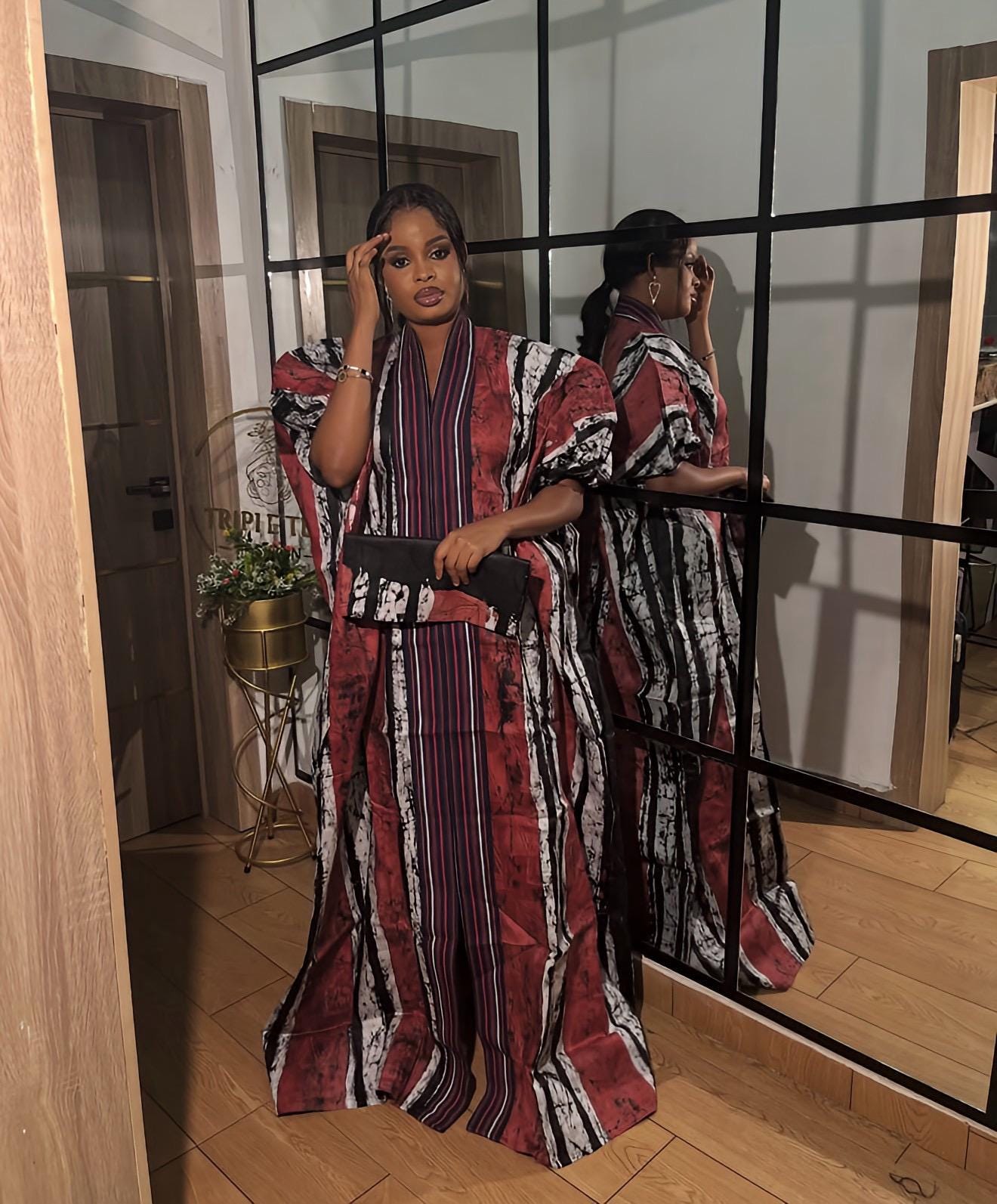 Handmade African Adire Batik Kaftan Dress | Nigerian Boubou