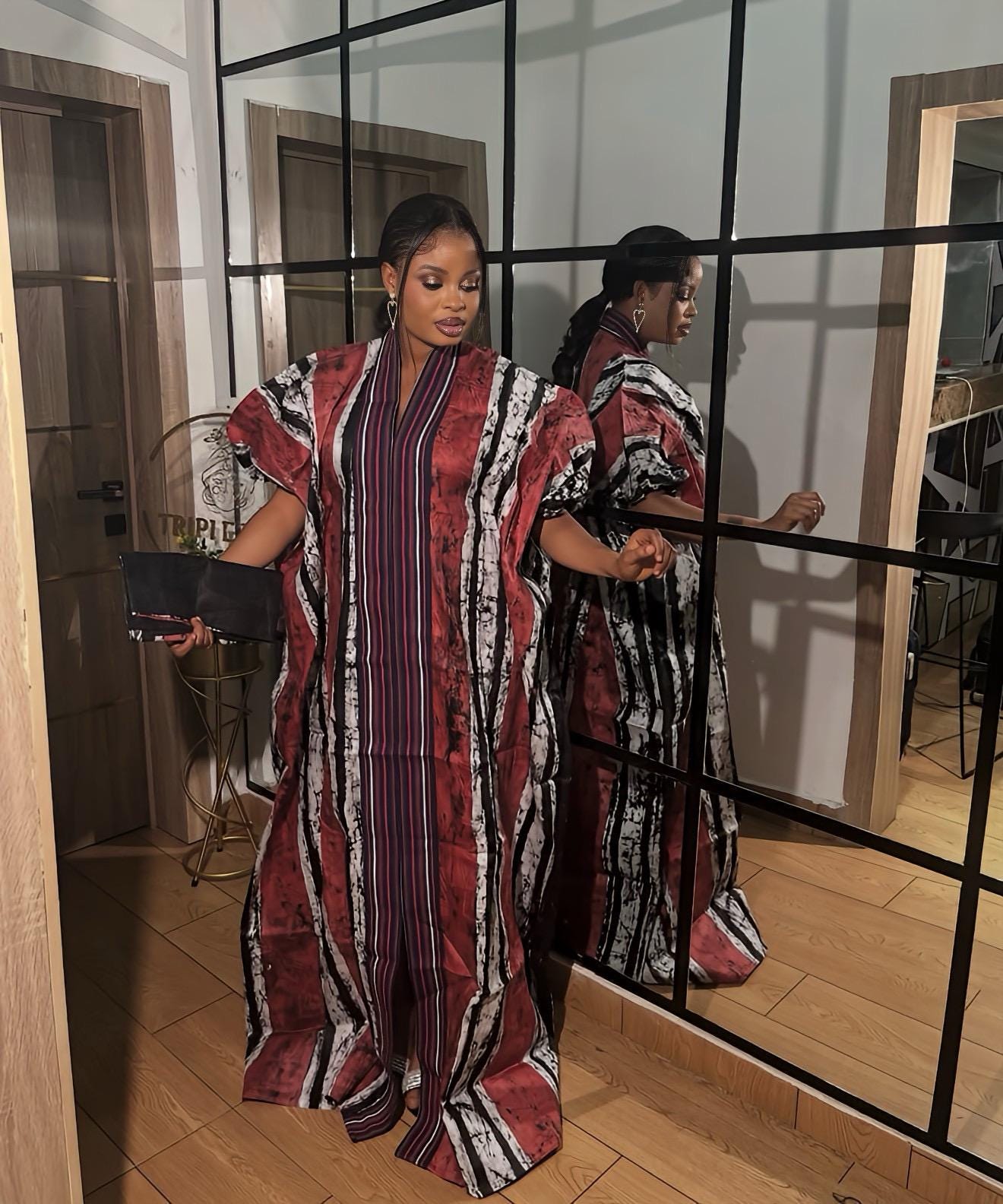 Handmade African Adire Batik Kaftan Dress | Nigerian Boubou