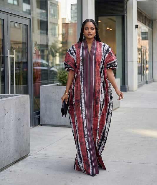 Handmade African Adire Batik Kaftan Dress | Nigerian Boubou