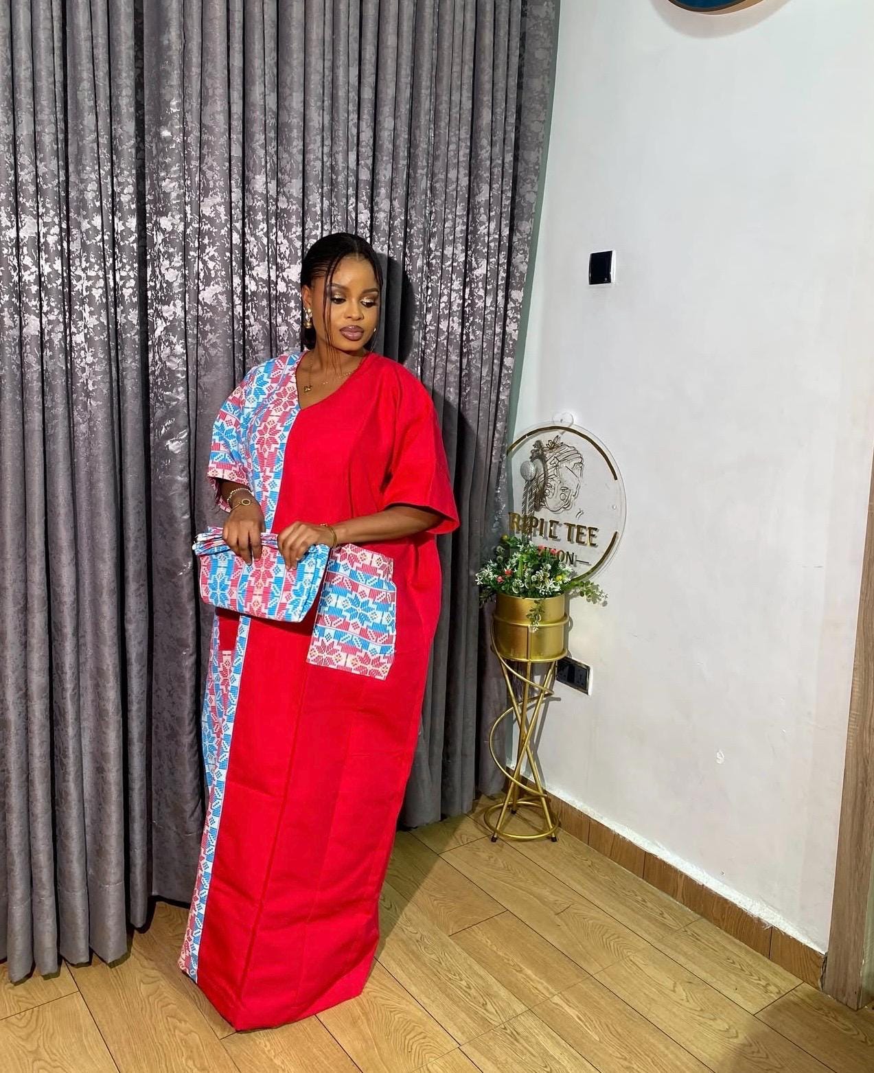Akwete Aso Oke Boubou Dress with Scarf | African Kaftan, Traditional Nigerian Wear