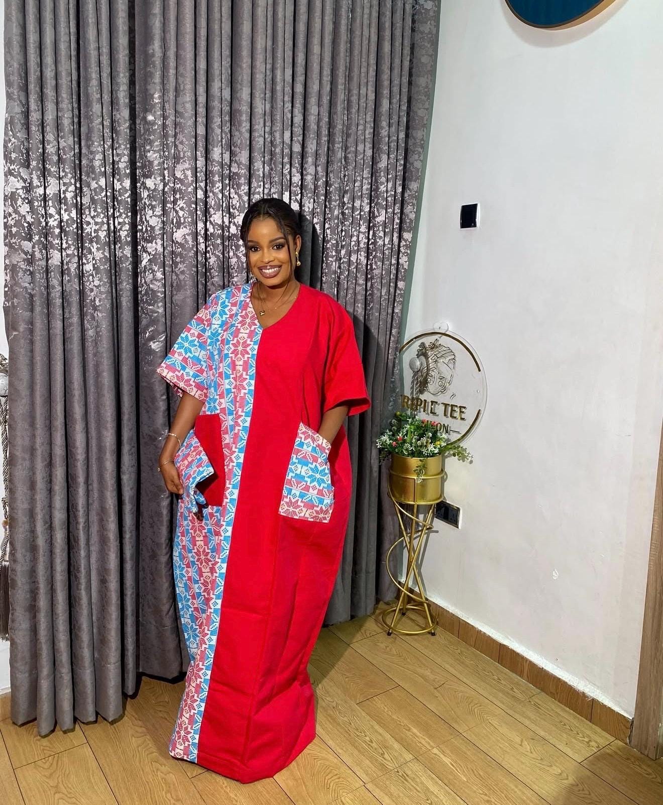 Akwete Aso Oke Boubou Dress with Scarf | African Kaftan, Traditional Nigerian Wear