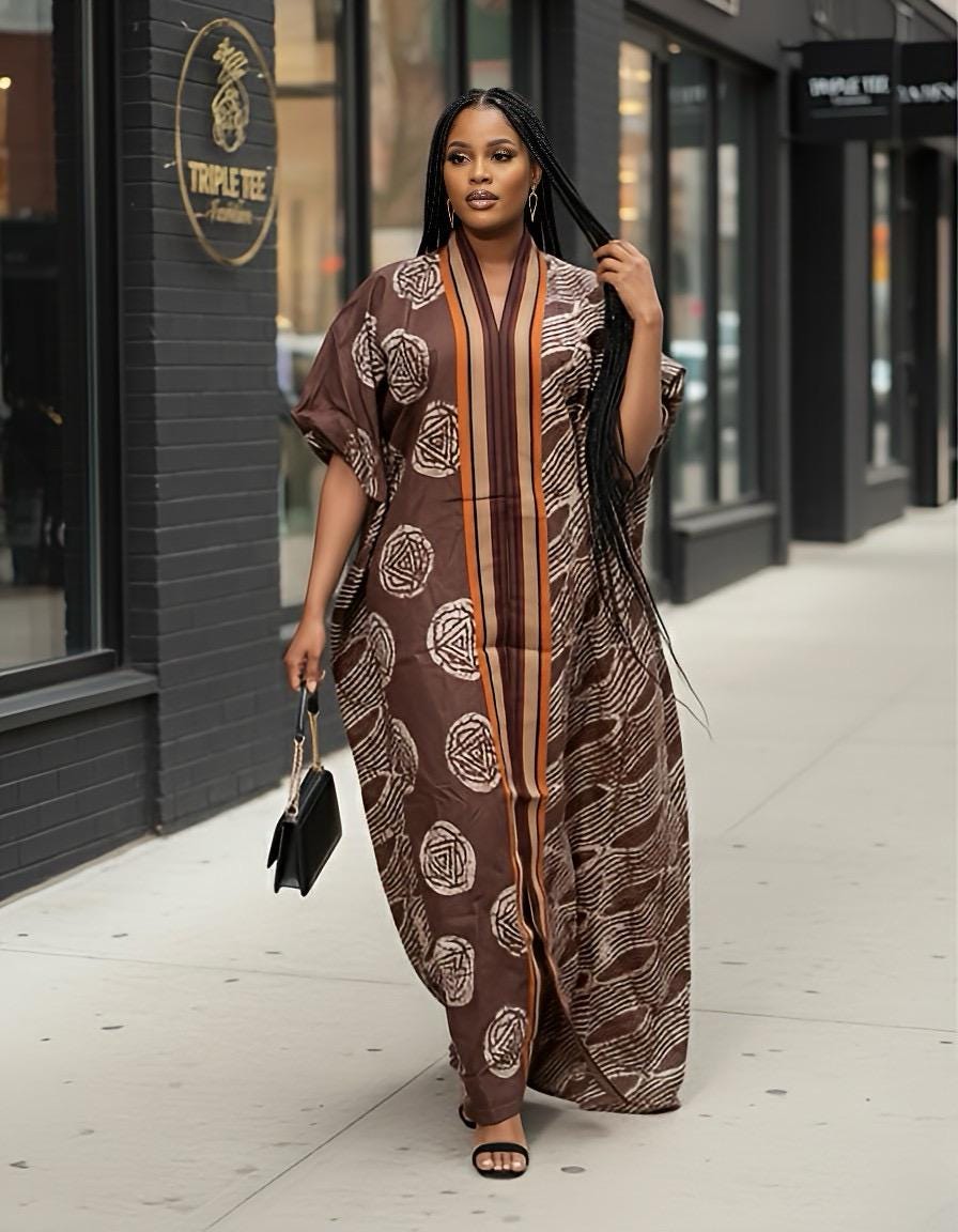 Handmade African Adire Batik Kaftan Dress | Nigerian Boubou