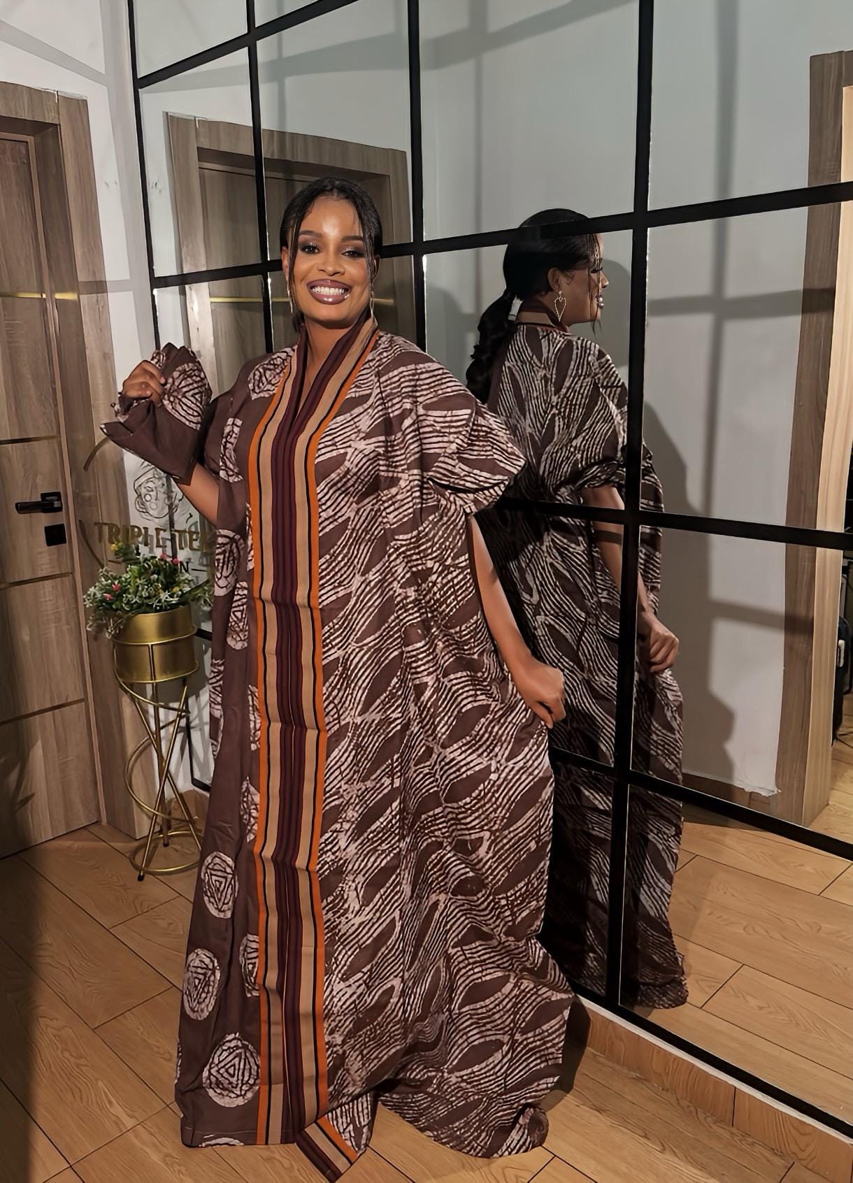 Handmade African Adire Batik Kaftan Dress | Nigerian Boubou