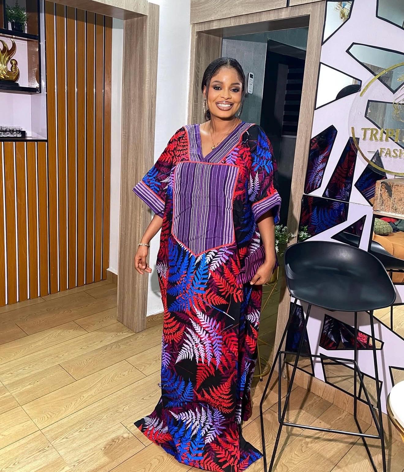 Handmade Ankara Kaftan Dress | African Print Boubou with Headtie