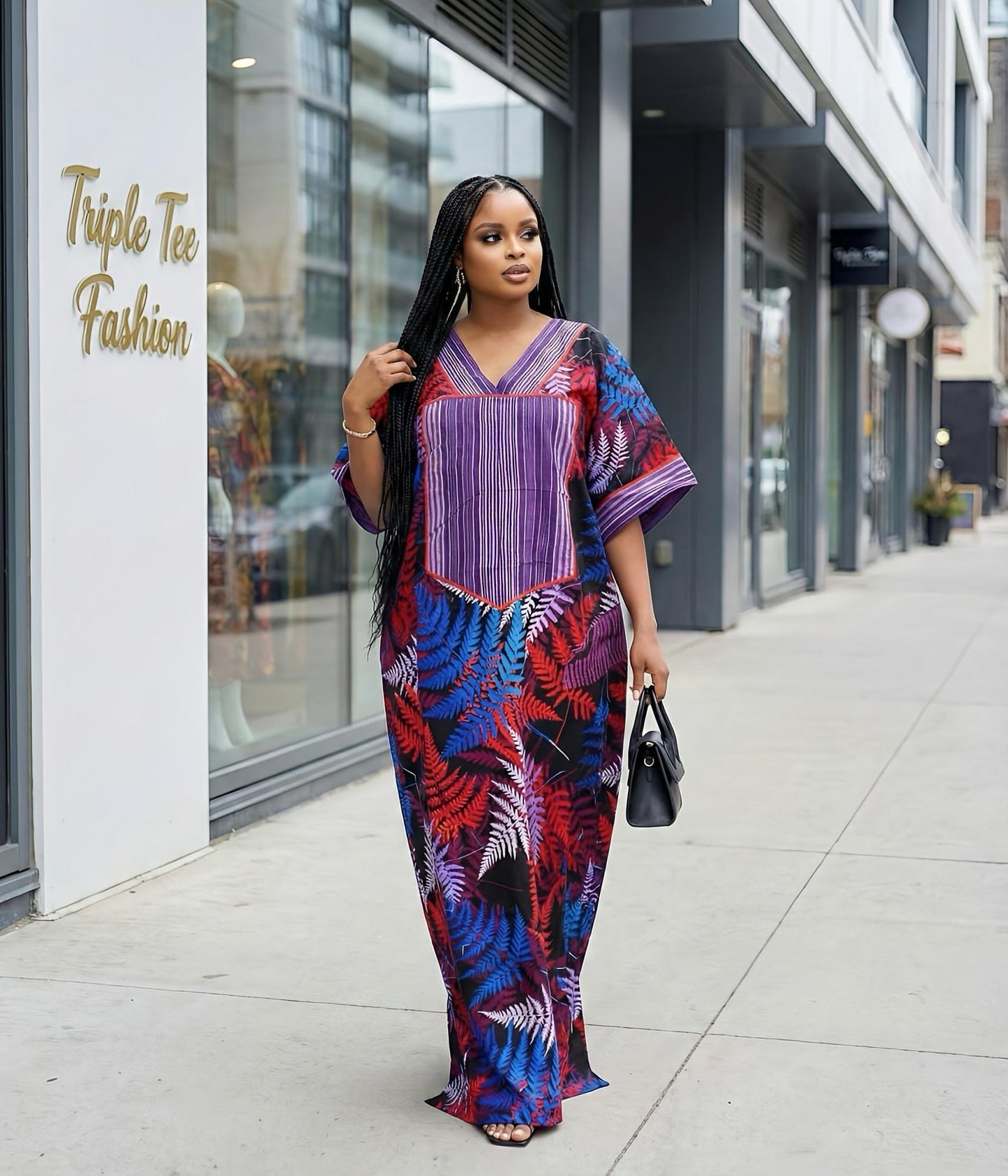 Handmade Ankara Kaftan Dress | African Print Boubou with Headtie