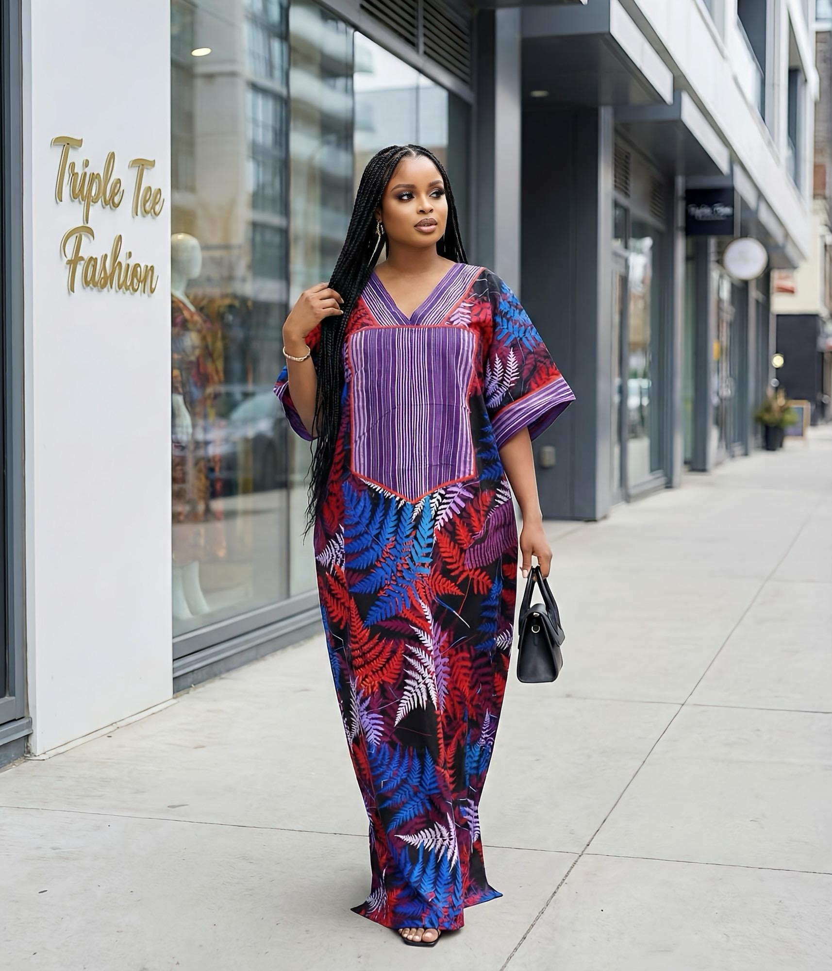 Handmade Ankara Kaftan Dress | African Print Boubou with Headtie