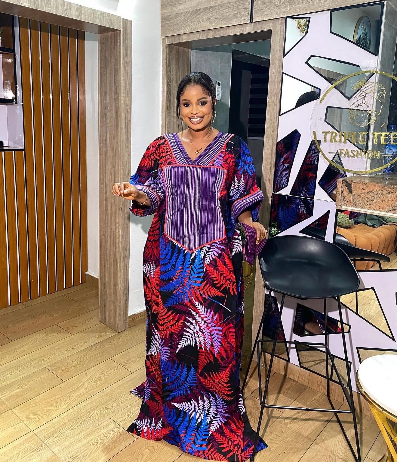 Handmade Ankara Kaftan Dress | African Print Boubou with Headtie