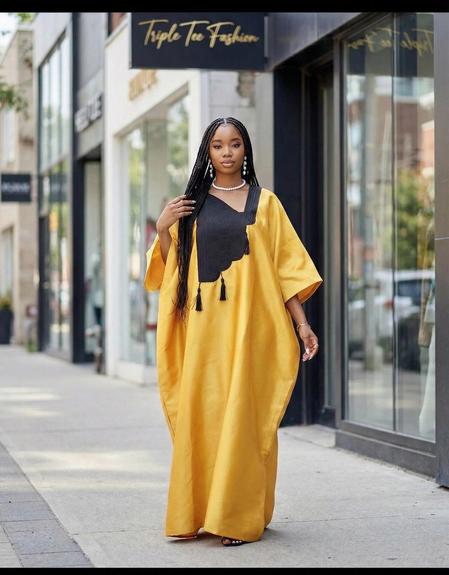 Embroidered Mikado Boubou Kaftan | African Party Dress with Scarf