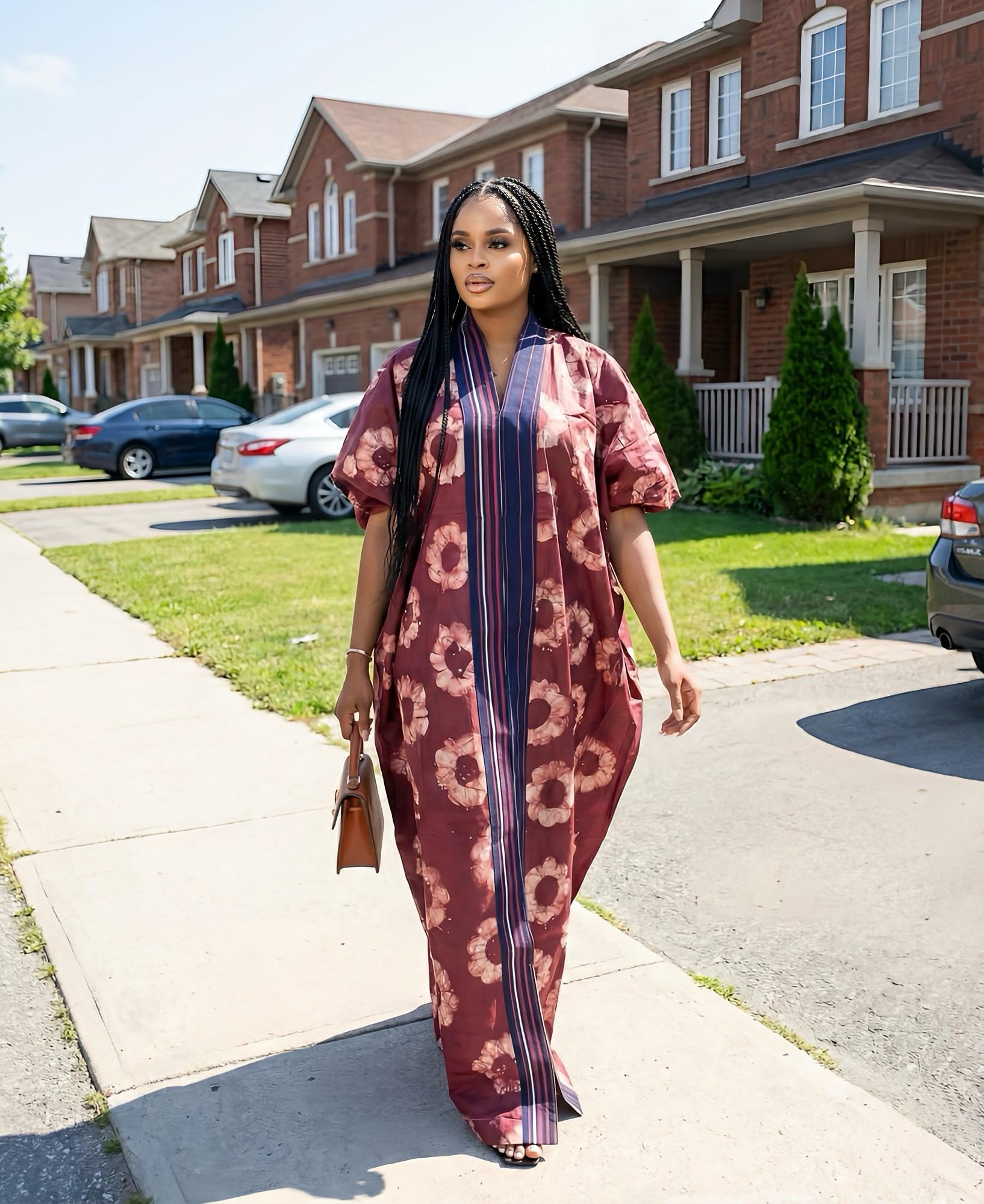 Handmade African Adire Batik Kaftan Dress | Nigerian Boubou
