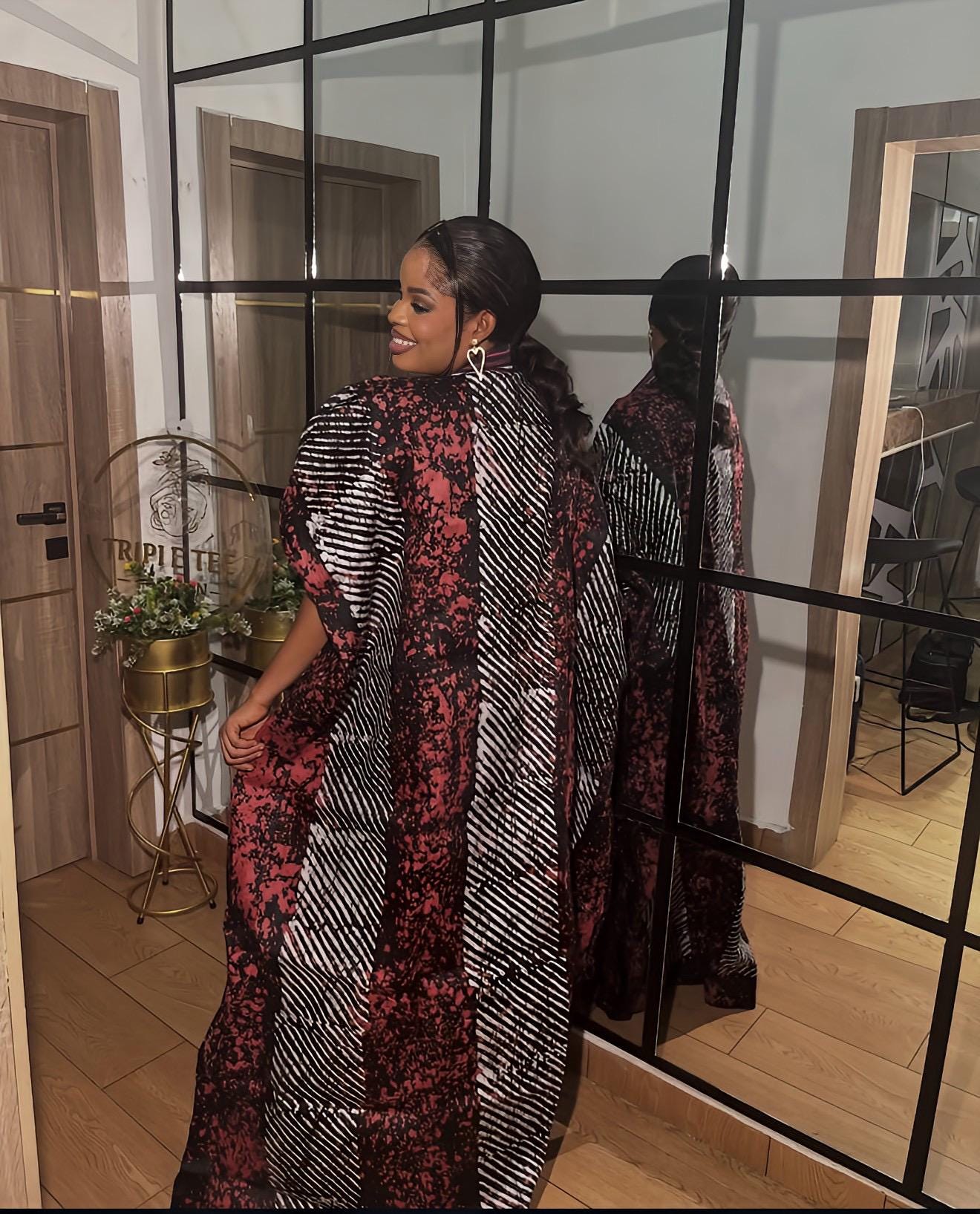 Handmade African Adire Batik Kaftan Dress | Nigerian Boubou