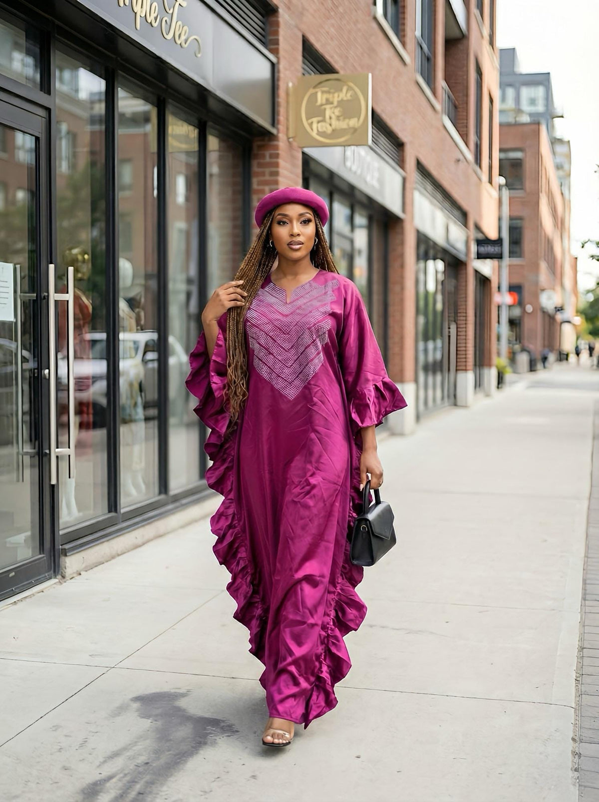 Crystal Duchess Silk Boubou Dress | African Kaftan with Headband