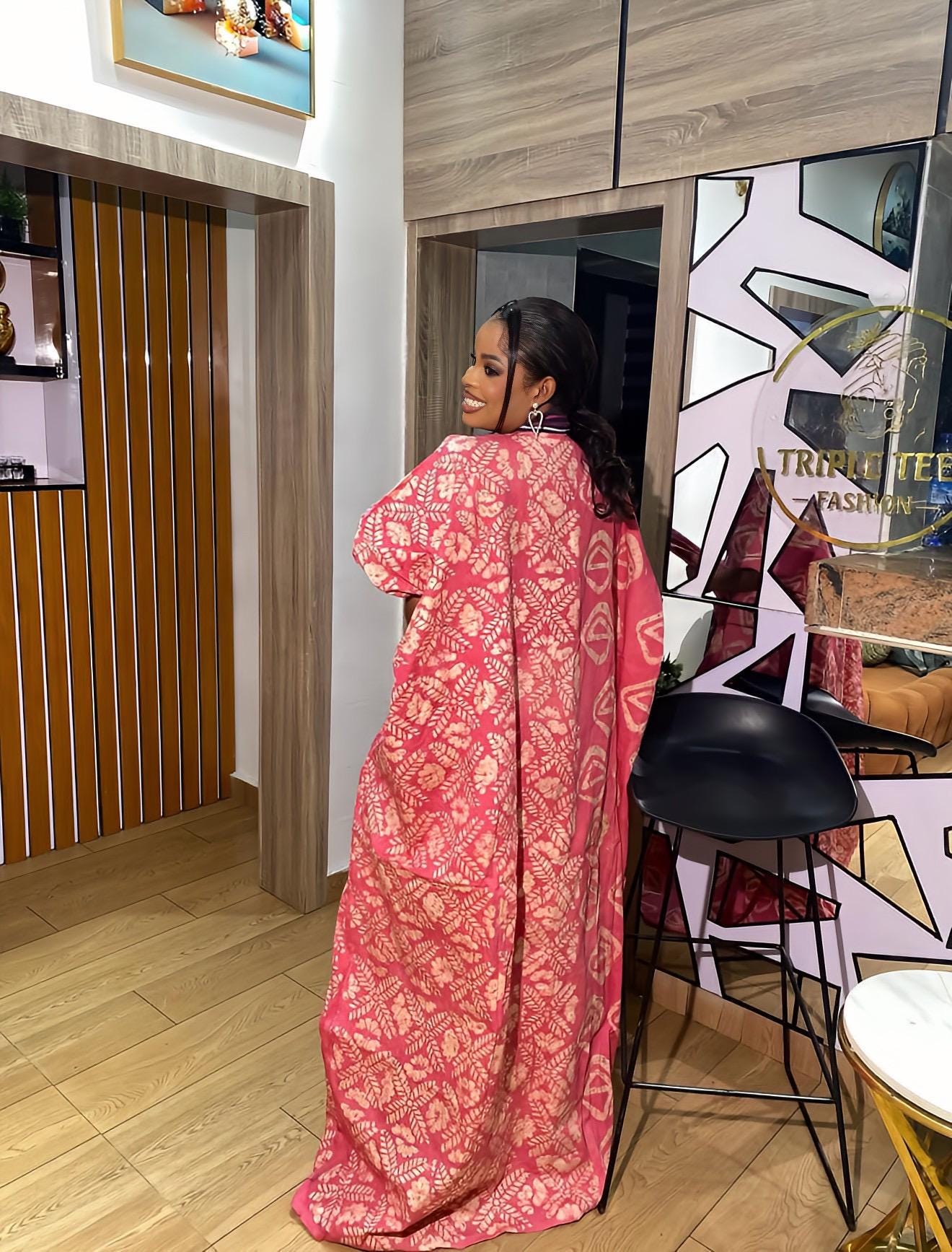 Handmade African Adire Batik Kaftan Dress | Nigerian Boubou