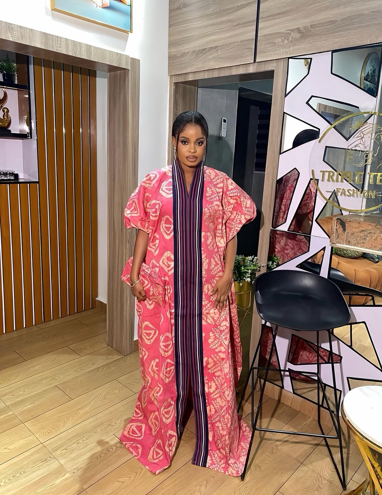 Handmade African Adire Batik Kaftan Dress | Nigerian Boubou