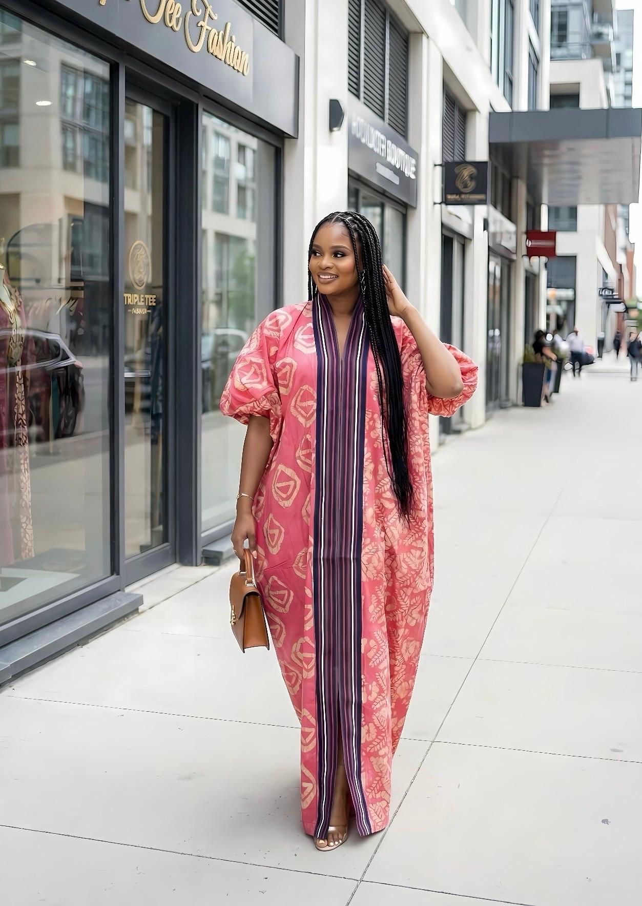 Handmade African Adire Batik Kaftan Dress | Nigerian Boubou