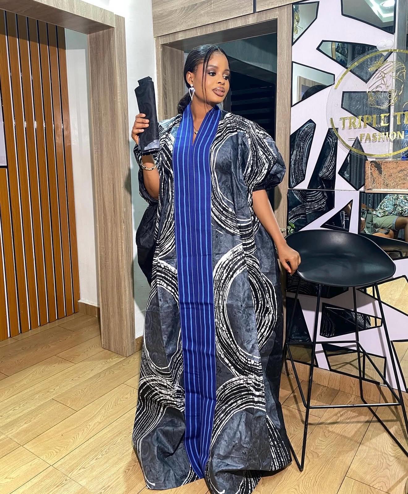 Handmade African Adire Batik Kaftan Dress | Nigerian Boubou