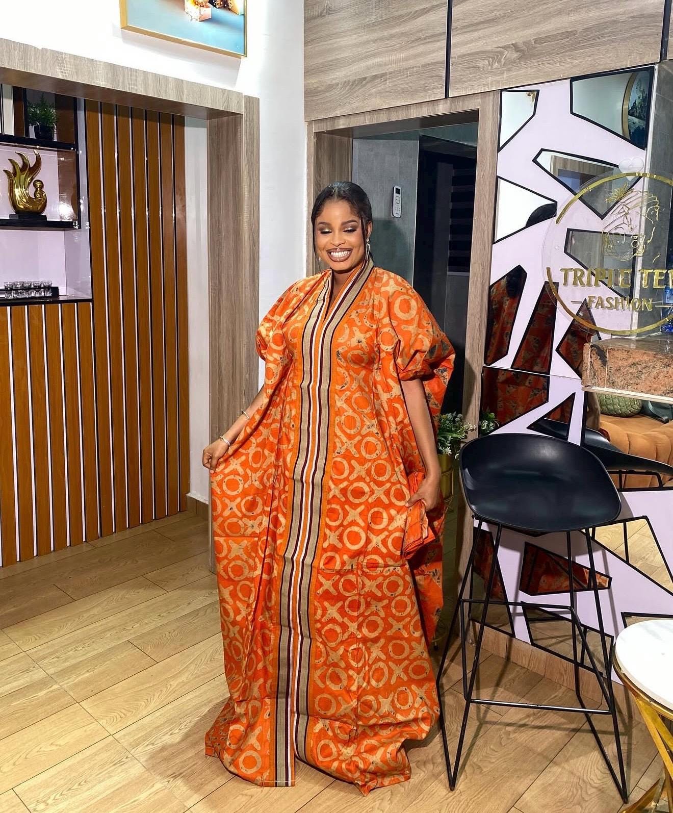 Handmade African Adire Batik Kaftan Dress | Nigerian Boubou