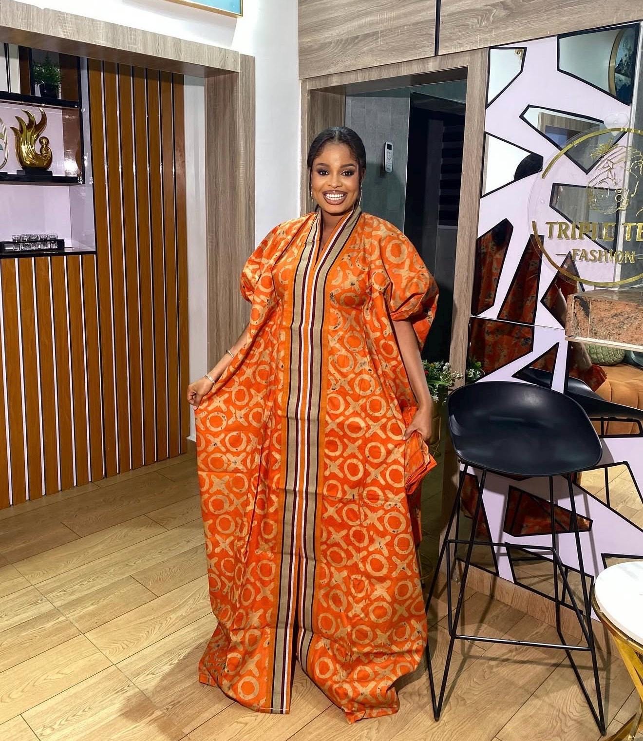Handmade African Adire Batik Kaftan Dress | Nigerian Boubou