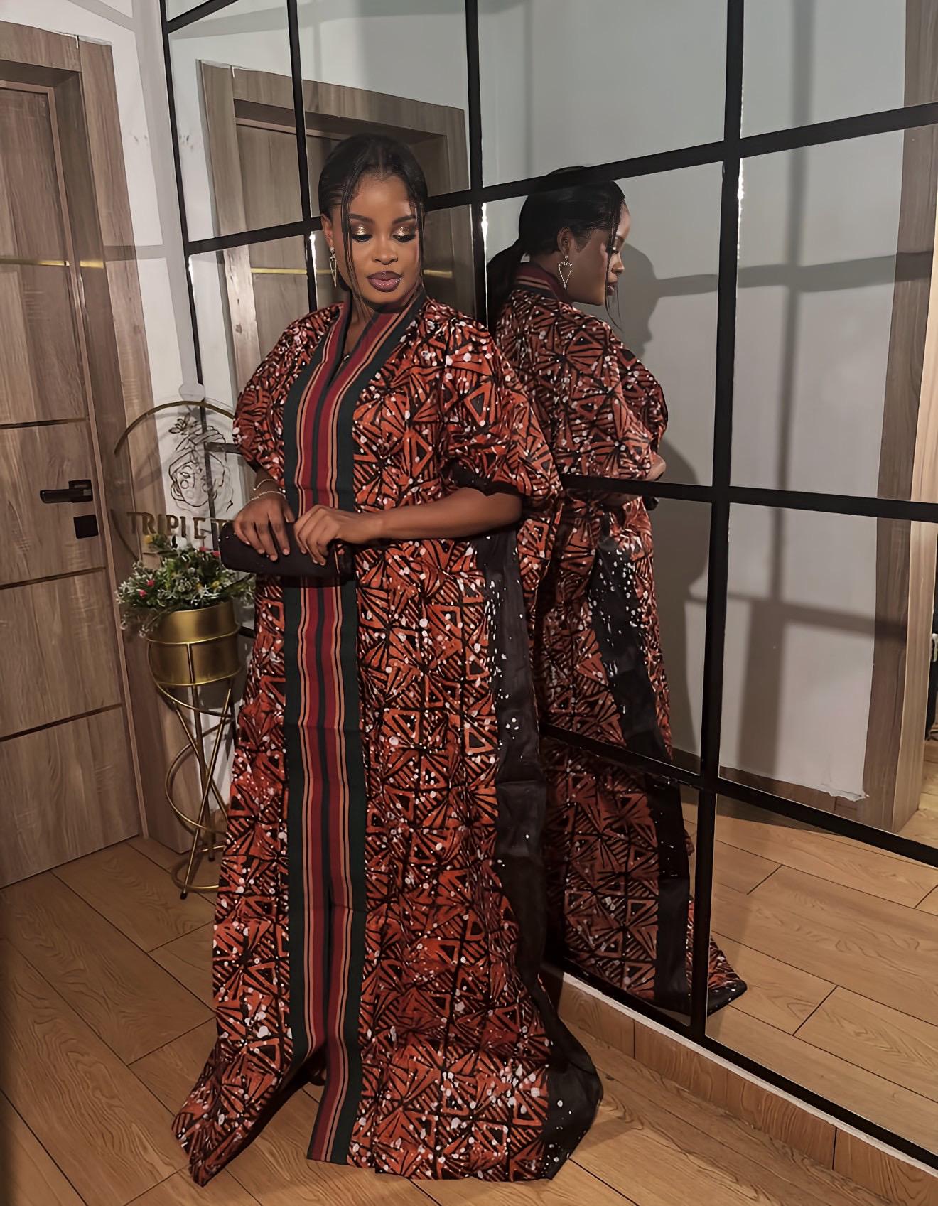 Handmade African Adire Batik Kaftan Dress | Nigerian Boubou