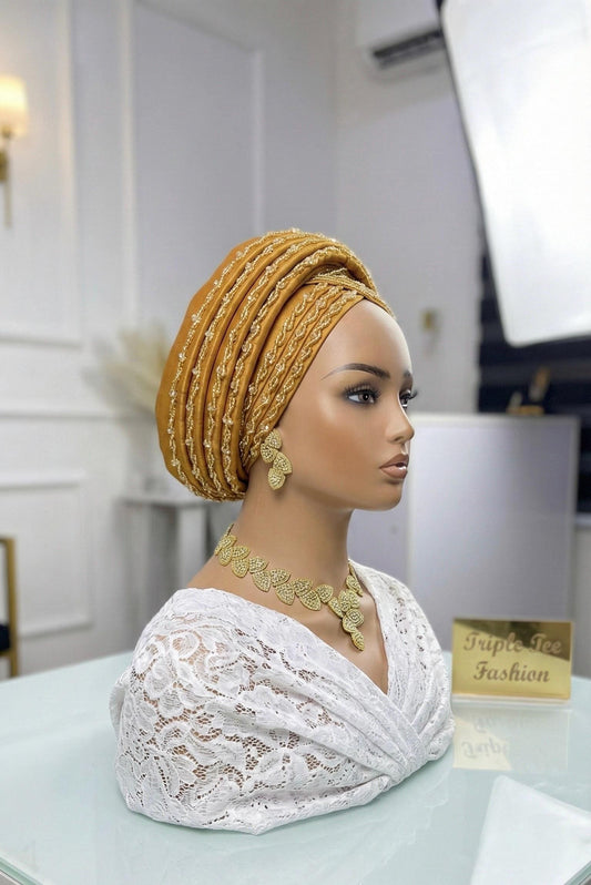 Luxury Duchess Silk Crystal Turban | Pre-tied Headtie| Muslim headtie| Ramadan