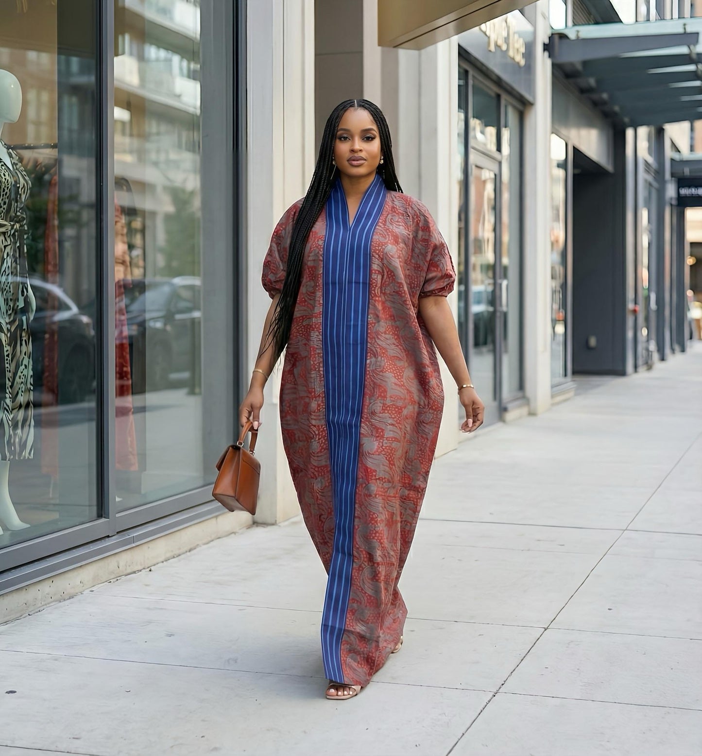 Handmade African Adire Batik Kaftan Dress | Nigerian Boubou