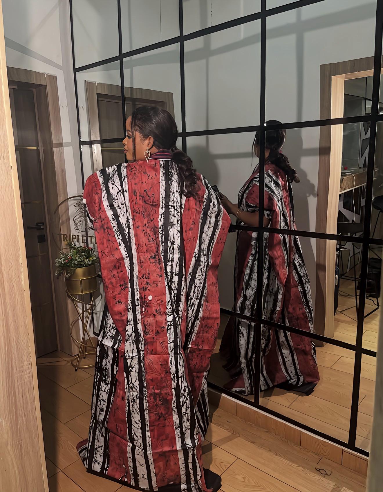 Handmade African Adire Batik Kaftan Dress | Nigerian Boubou