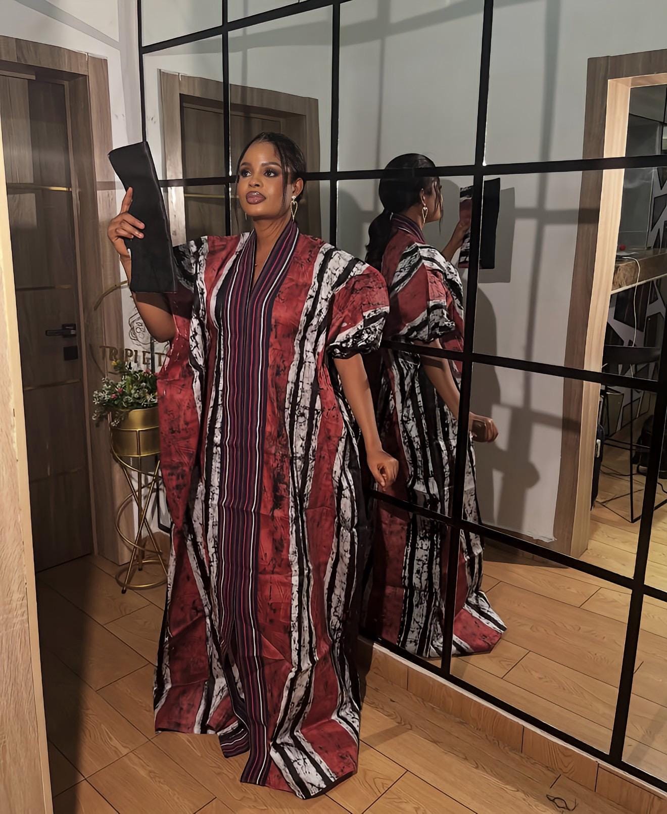 Handmade African Adire Batik Kaftan Dress | Nigerian Boubou
