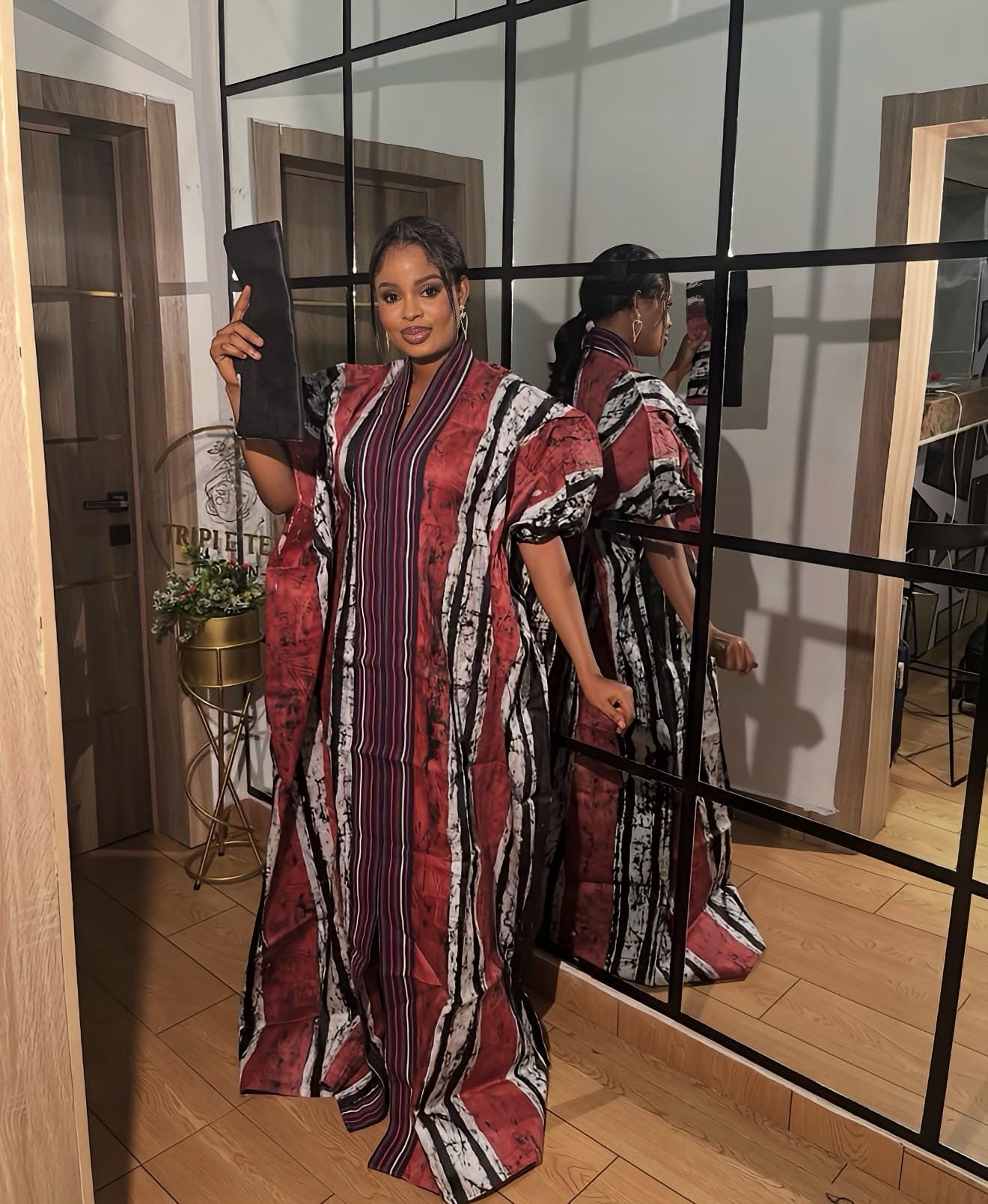 Handmade African Adire Batik Kaftan Dress | Nigerian Boubou