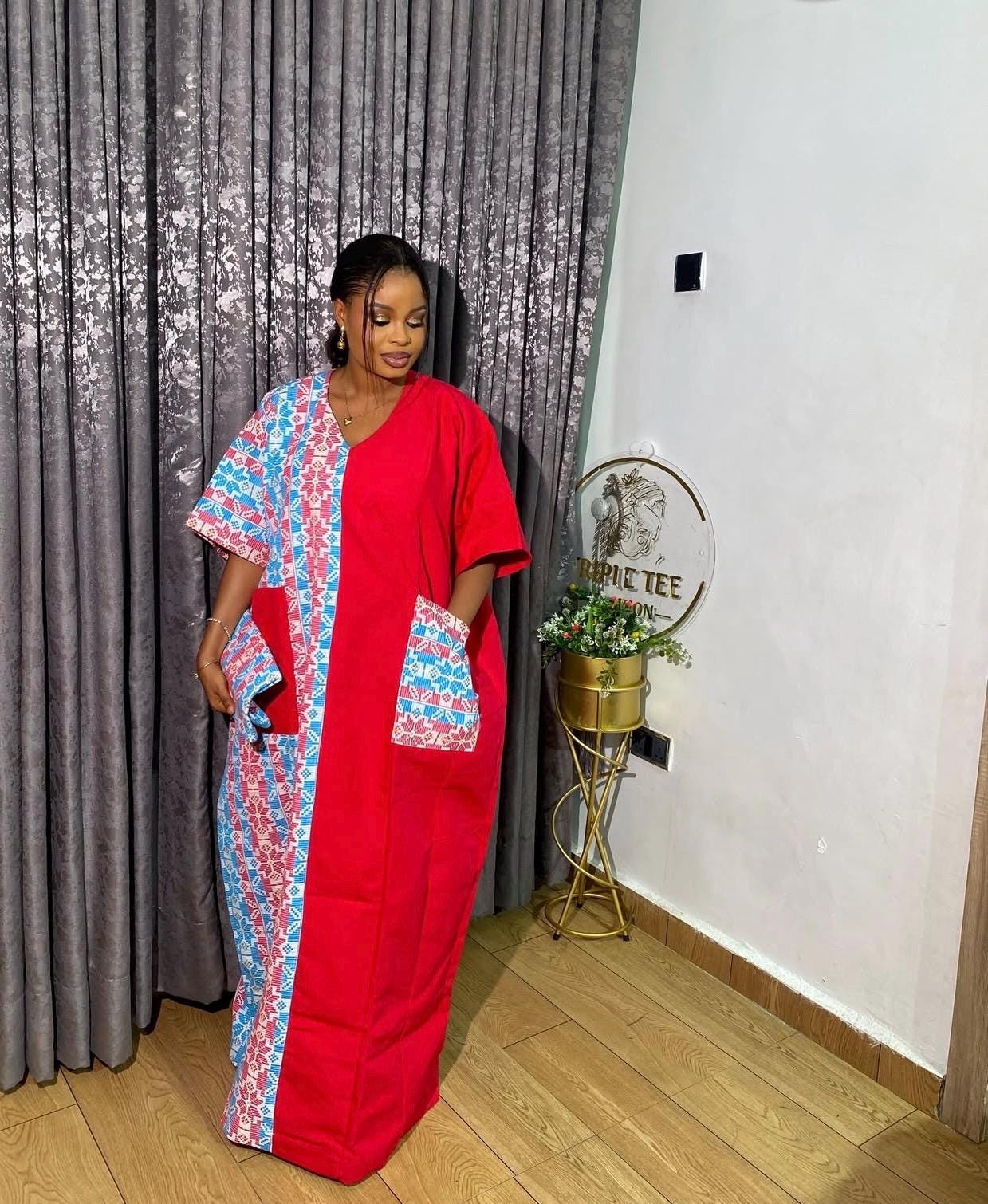 Akwete Aso Oke Boubou Dress with Scarf | African Kaftan, Traditional Nigerian Wear