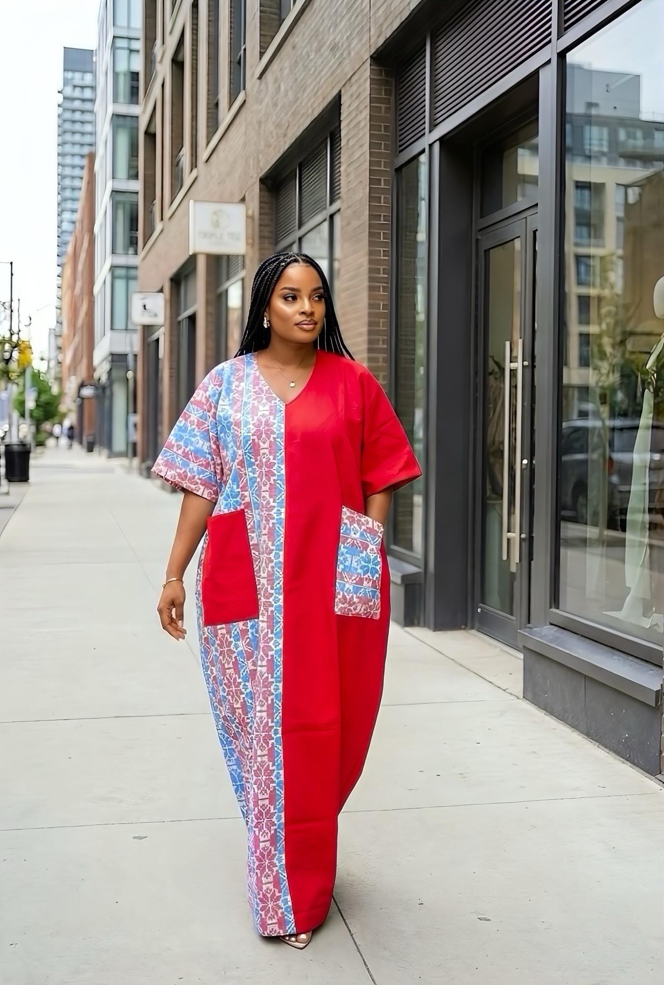 Akwete Aso Oke Boubou Dress with Scarf | African Kaftan, Traditional Nigerian Wear