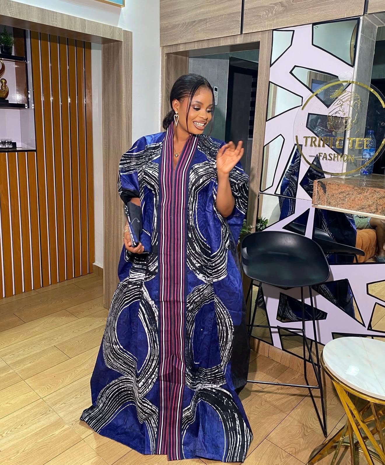 Handmade African Adire Batik Kaftan Dress | Nigerian Boubou