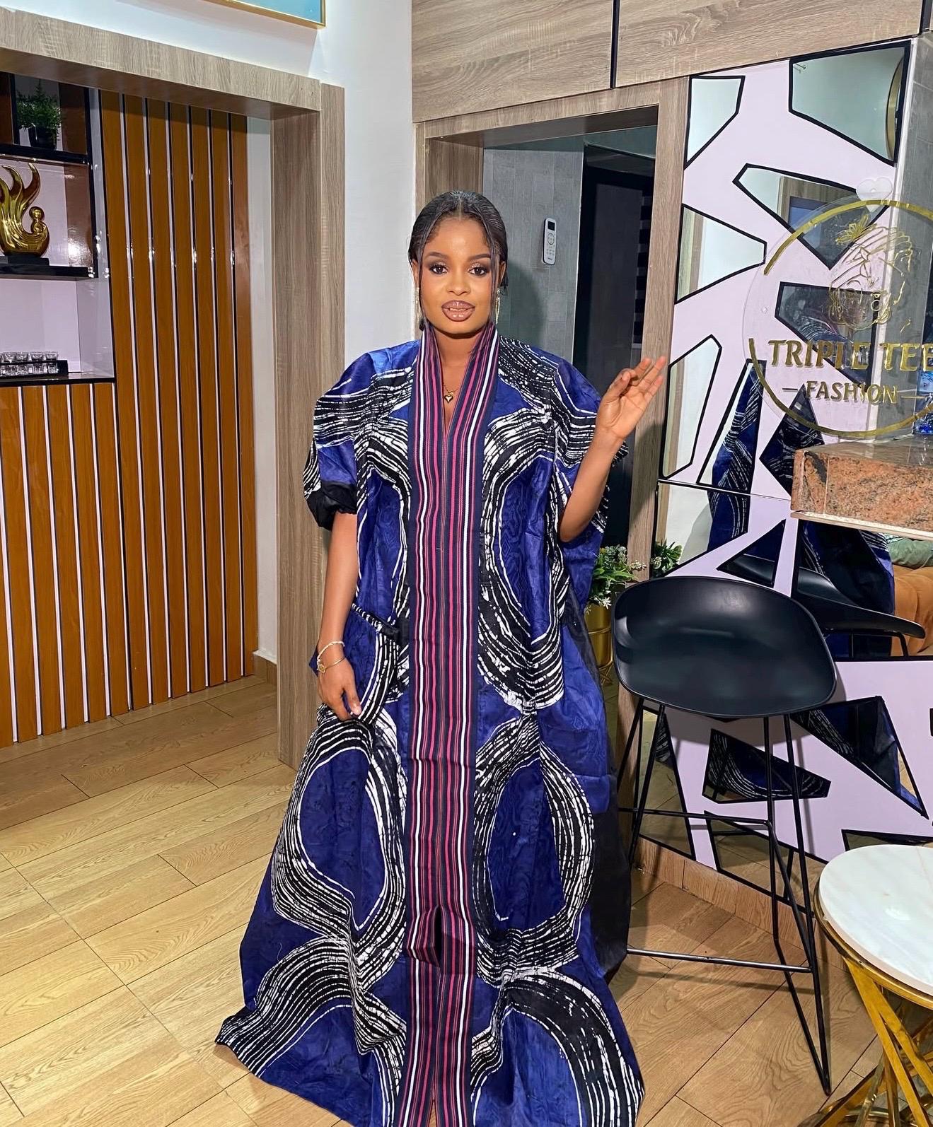 Handmade African Adire Batik Kaftan Dress | Nigerian Boubou