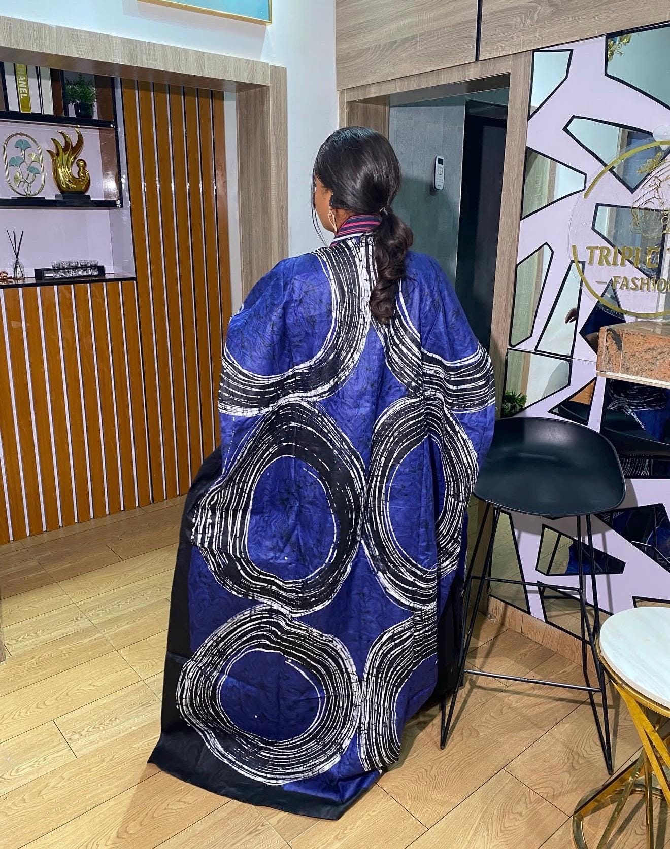 Handmade African Adire Batik Kaftan Dress | Nigerian Boubou