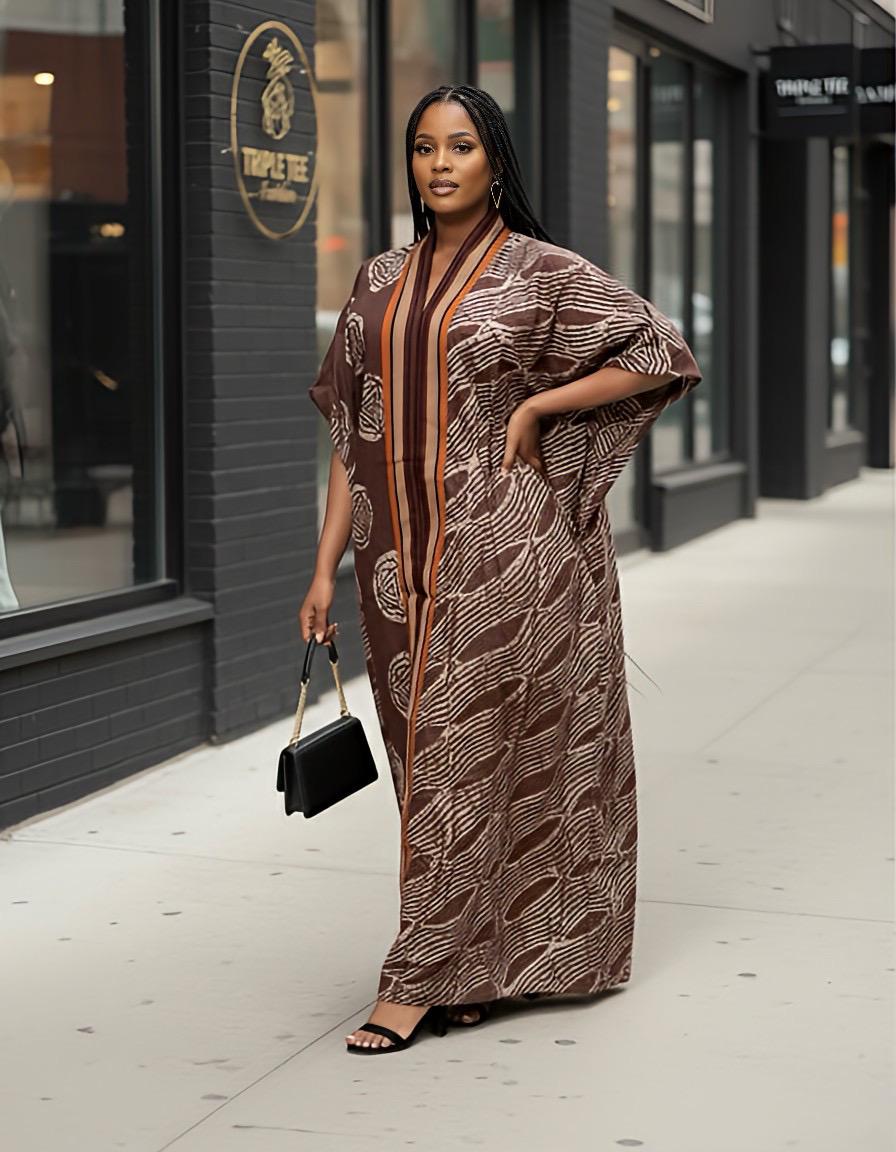 Handmade African Adire Batik Kaftan Dress | Nigerian Boubou
