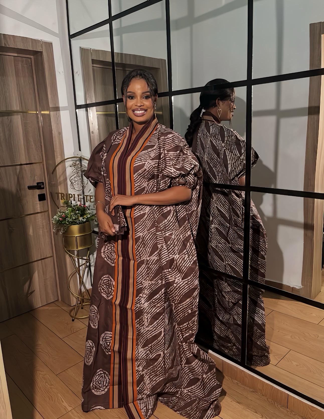 Handmade African Adire Batik Kaftan Dress | Nigerian Boubou