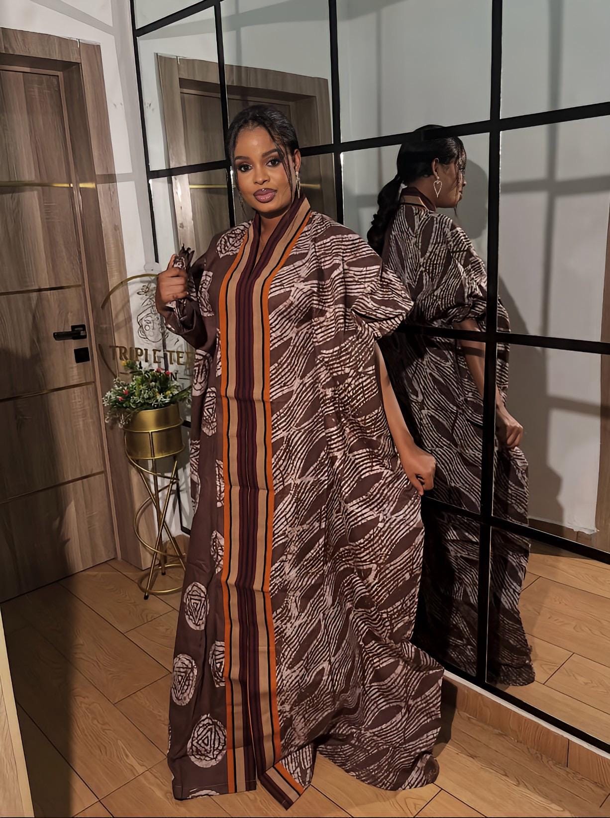 Handmade African Adire Batik Kaftan Dress | Nigerian Boubou